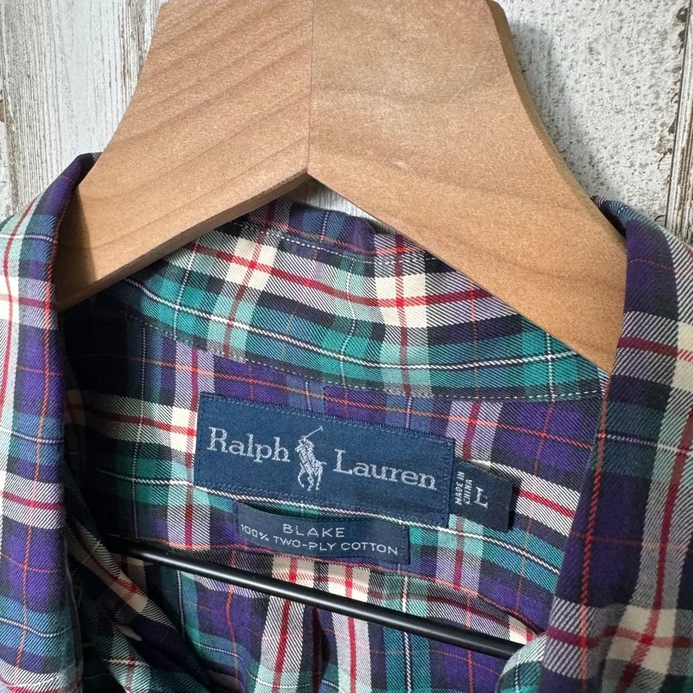 Polo Ralph Lauren Blake Plaid Button Down Long‎ Sleeve Shirt Cotton Mens Large
